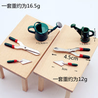 Dollhouse Miniature Gardening Simulation Watering Can Iron Scissors Shovel Set Garden Outdoor Courtyard Micro Landscape Decoration