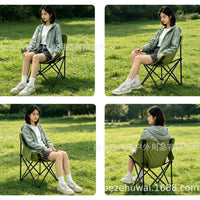 Portable Folding Camping Table and Chair Set with Moon Chairs and Roll-Up Table