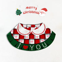 Christmas Pet Bib Collar with Ruffled Lace and Embroidery for Cats and Dogs