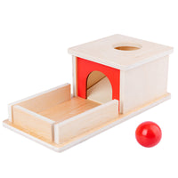 Montessori Wooden Coin Box, Ball Drop, and Fabric Drum Set for Toddlers 0-3 Years