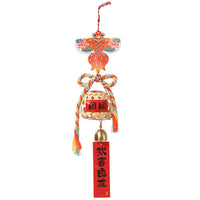 Mid-Autumn Festival Bamboo Woven Fan Ornament with Gourd Bell for Door or Car Decor