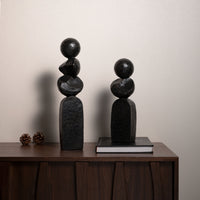 Wabi-Sabi Style Black Abstract Geometric Sculpture for Home Decor