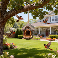 European Garden Hanging Bird Feeder House Resin Ornament