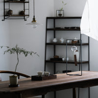 Japanese Style Wooden Glass Wind Chime with Iron Stand, Creative Bedroom Hanging Ornament Gift