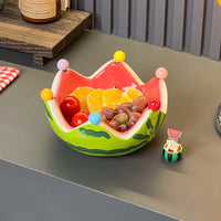 Dopamine Watermelon Ceramic Fruit Plate with Stainless Steel Forks for Living Room Coffee Table Snacks