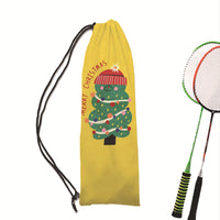 Christmas Illustration Badminton Racket Drawstring Shoulder Bag