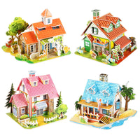 3D Puzzle Villa Model Building Kit for Kids, DIY Cardboard Pet House Educational Toy