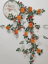 Artificial Rose Flower Vine Garland for Wall Arch Hanging Air Conditioning Pipe Decoration