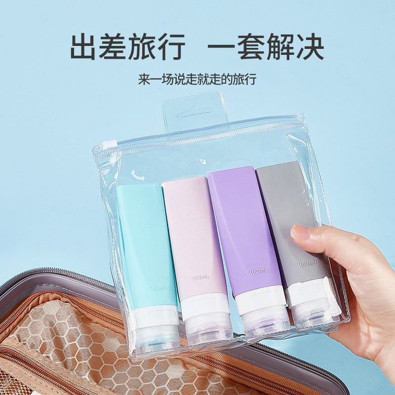 Silicone Travel Bottles for Shampoo, Conditioner, Lotion - Press Pump Dispenser