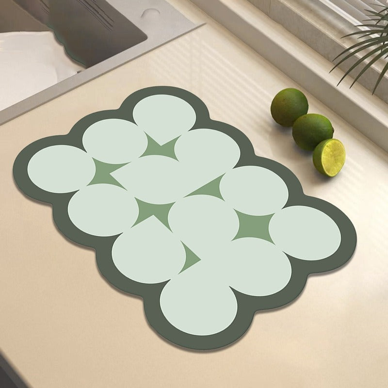 Diatomaceous Earth Kitchen Countertop Drying Mat for Dishes and Cups, Non-Slip and Heat Resistant