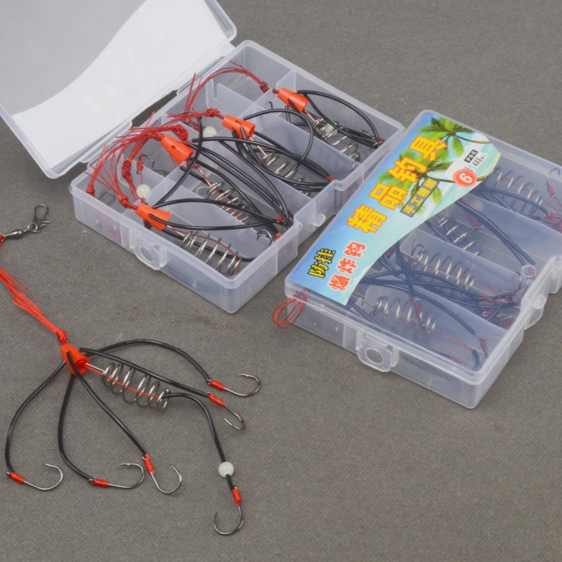 Anti-Tangle Explosion Fishing Hook Set with Spring Feeder for Carp and Silver Carp Fishing