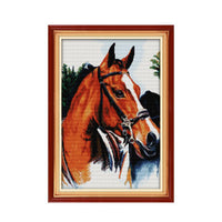 NKF Horse Series Counted Cross Stitch Kit DIY Embroidery Material Pack for Living Room Decor