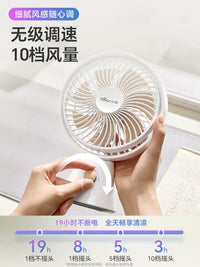 Bear Portable Oscillating Desk Fan with Rechargeable Battery for Office and Home