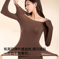Camellia Scented Ultra-Thin Thermal Underwear Set for Women with Hyaluronic Acid Infusion