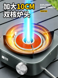 Portable Split-Type Camping Stove with Double Burners, Gas Canisters, and Storage Bag