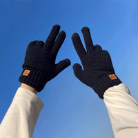 Unisex Double-Layer Fleece Lined Touchscreen Gloves for Winter Cycling