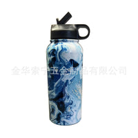 Creative Painted Wide Mouth Sports Bottle Outdoor Large Capacity Stainless Steel Vacuum Insulated Mug