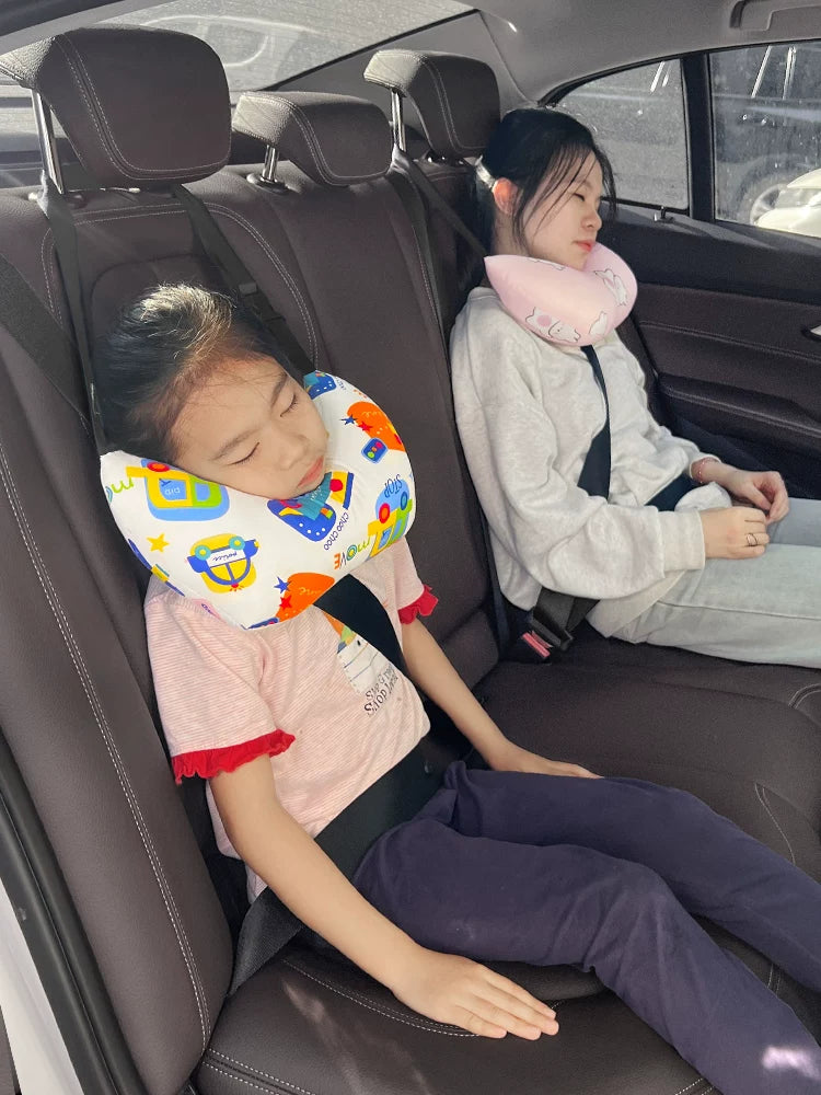 Kids' U-Shaped Neck Pillow for Car Seats - Washable Travel Headrest for Babies and Toddlers