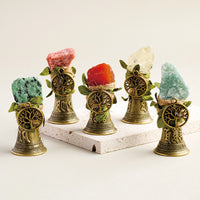 Natural Crystal Gemstone Shaker Bell with Tree of Life Charm for Halloween Decor