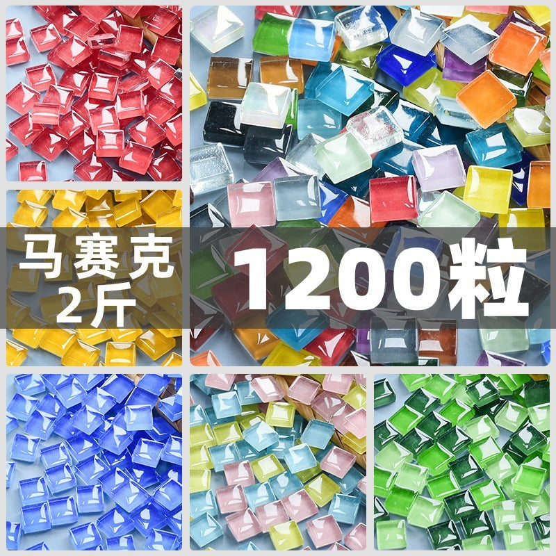 1200-Piece Colorful Crystal Glass Mosaic Tiles for DIY Kids' Art & Craft Projects
