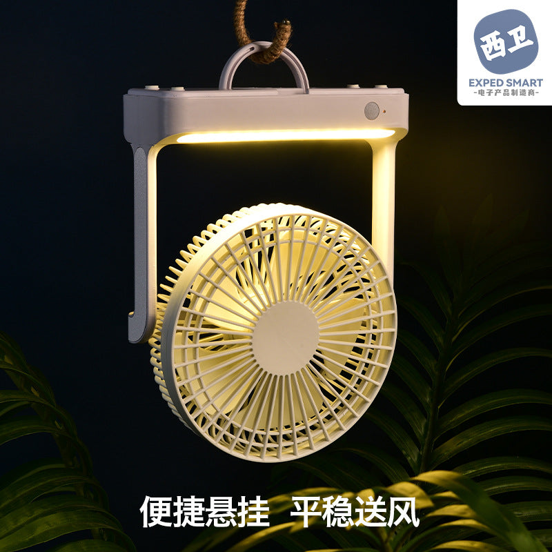 6-inch Desktop Oscillating Mini Fan with Night Light, Portable for Camping and Kitchen