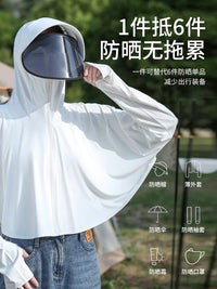 Women's Ice Silk Sun Protection Cape Jacket, Lightweight UV-Resistant Breathable Shawl for Summer