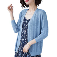 Women's Ice Silk Knit Cardigan Sun Protection Shawl Thin Air Conditioning Shirt