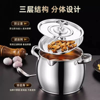 Stainless Steel Grease Container with Strainer and Lid, Large Capacity Oil Pot for Kitchen, Leak-proof and Heat-Resistant