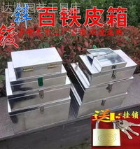 Galvanized Iron Tool Box Storage Organizer with Lid, Multi-functional Metal Container for Home and Outdoor Use