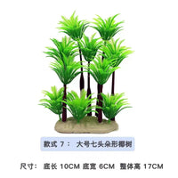 Aquarium Artificial Coconut Tree Decoration with Flowers for Fish Tank Landscaping
