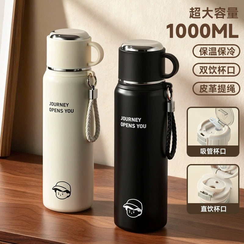 316 Stainless Steel Insulated Water Bottle with Dual-Use Lid, Portable for Outdoor Sports & Car Travel