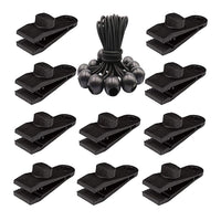 Outdoor Tent Clip Set with Bungee Cords and Carabiners for Camping Awnings and Windproof Tarps