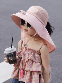 Kids' Sun Protection Fan Hat with Wide Brim and Shawl for Boys and Girls