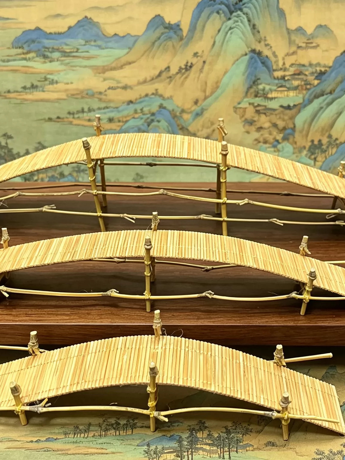 Chinese Style Retro Bamboo Dry Bridge Miniature Landscape Ornament