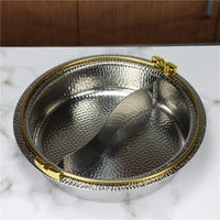 Japanese Style Sukiyaki Hot Pot 304 Stainless Steel Hammered Cookware with Handles