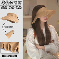 Breathable Straw Sun Visor Hat with Wide Brim for Outdoor Travel Beach