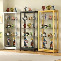 Display Cabinet with Tempered Glass Shelves for Trophies, Collectibles, and Models