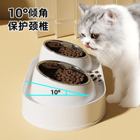 Elevated Ceramic Pet Bowls with Stand for Cats and Small Dogs, Tilted Design for Neck Protection, Anti-Spill Food and Water Dish