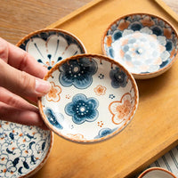 Japanese Style Ceramic Sauce Dishes Set - Creative Floral Dipping Bowls for Appetizers & Condiments
