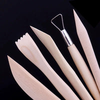5-Piece Wooden Handle Clay Sculpting Tool Set for Pottery, Modeling, and Crafting