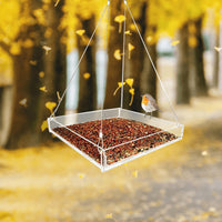 Outdoor Hanging Acrylic Bird Feeder for Wild Birds - Transparent Pet Bird Feeding Station