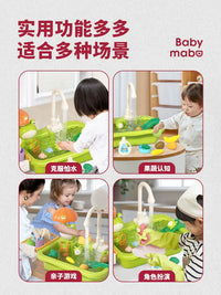 Kids Play Kitchen Sink Toy with Running Water, Dishwasher Pretend Play Set for Toddlers