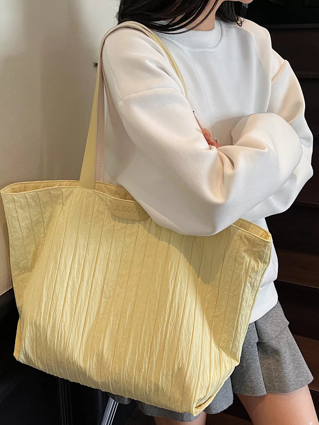 Large Capacity Canvas Tote Bag for Women, Casual Commuter Shoulder Bag, Student Bookbag