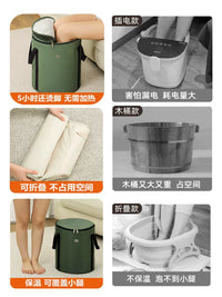 Portable Folding Foot Spa Bucket for Travel, Deep Leg Soaking Foot Bath Basin with Insulation