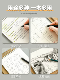 Spiral-Bound Scratch Pad for Students, B5/B6 Thickened Blank Sketchbook for Math Practice and Drawing