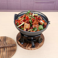 Japanese Cast Iron Sukiyaki Hot Pot Set with Alcohol Stove