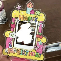 Cartoon Happy Birthday Acrylic Photo Frame Stand for 3-inch Instax Photos & Cards
