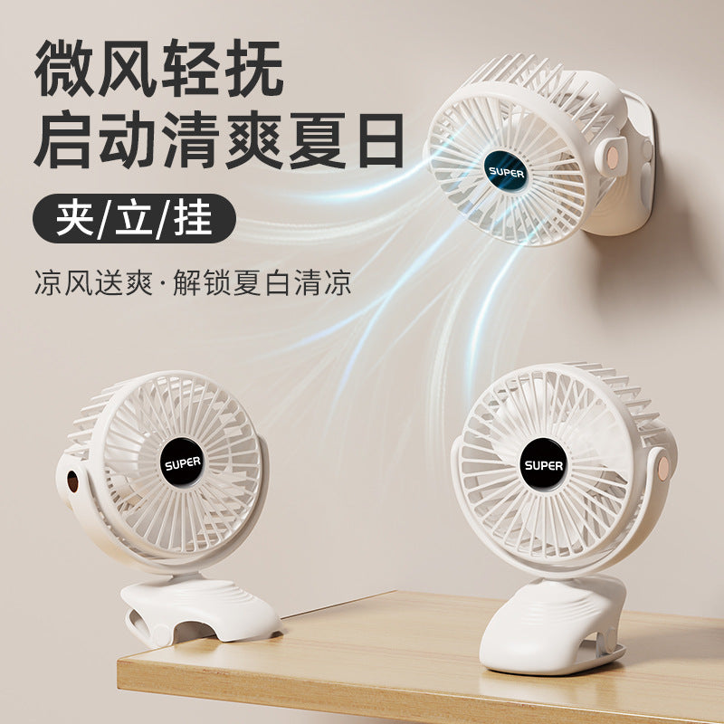 Portable USB Clip-on Desk Fan with Night Light, 4-Speed Adjustable Mini Handheld Fan for Dorm, Kitchen, and Office