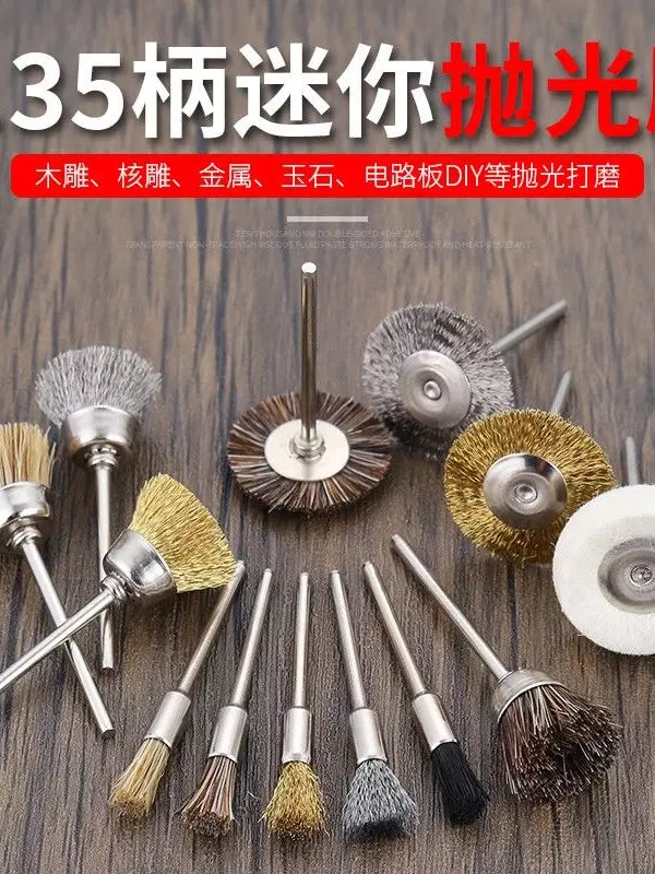 Rotary Tool Wire Brush Set for Polishing, Rust Removal, and Cleaning Wood, Metal, and Carvings