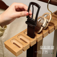 Solid Wood Belt Hanger for Closet Organization